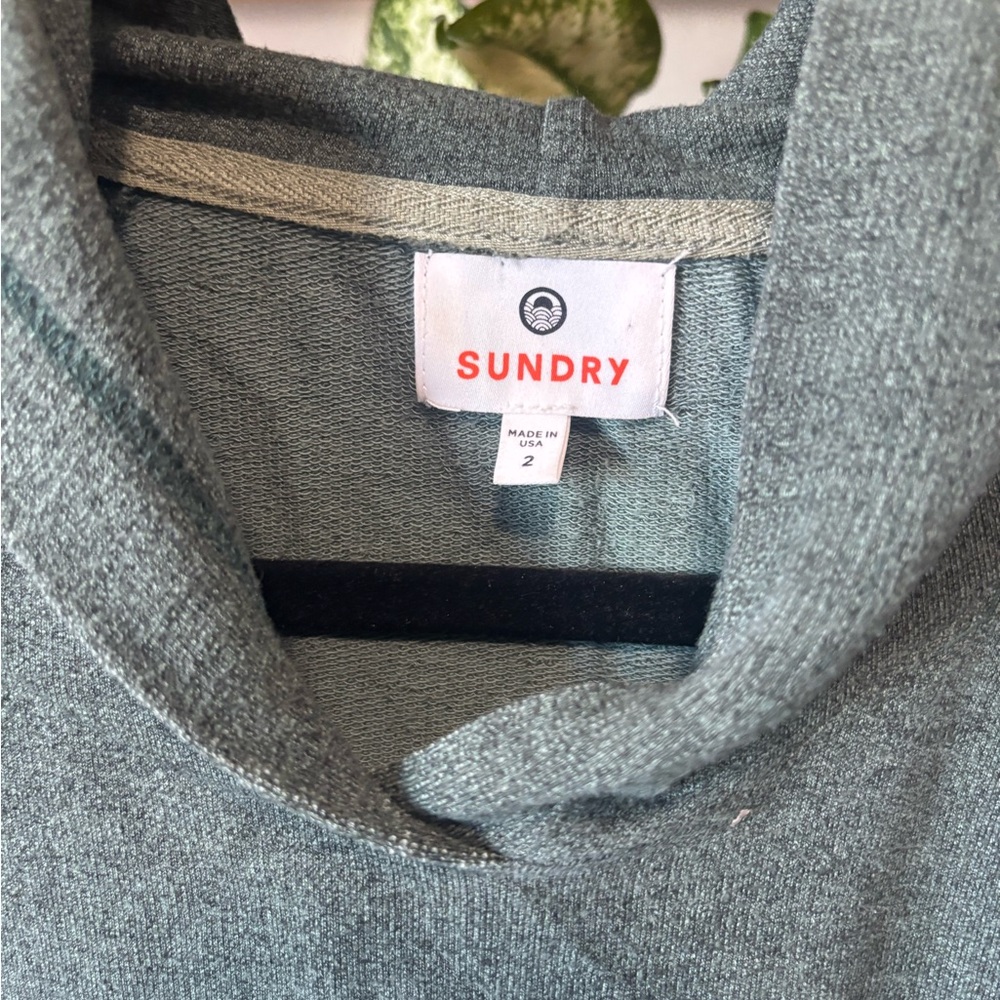 Anthropologie Sundry Galen Chenille Hoodie Green | Size 2, Medium - Picture 3 of 7